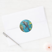 Platypus in de rivier. ronde sticker (Envelop)