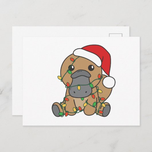 Platypus Kerstmis Winter Dieren Vakantie Platypus Feestdagenkaart (Voorkant / Achterkant)