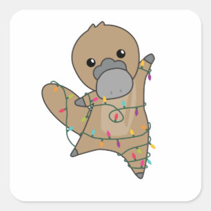 platypus kerststaarten zoete dieren vierkante sticker