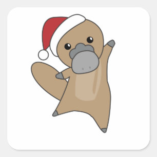platypus kerststaarten zoete dieren vierkante sticker