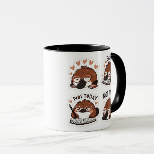 Platypus personages met koffie en tijdschriften mok (Voorkant rechts)