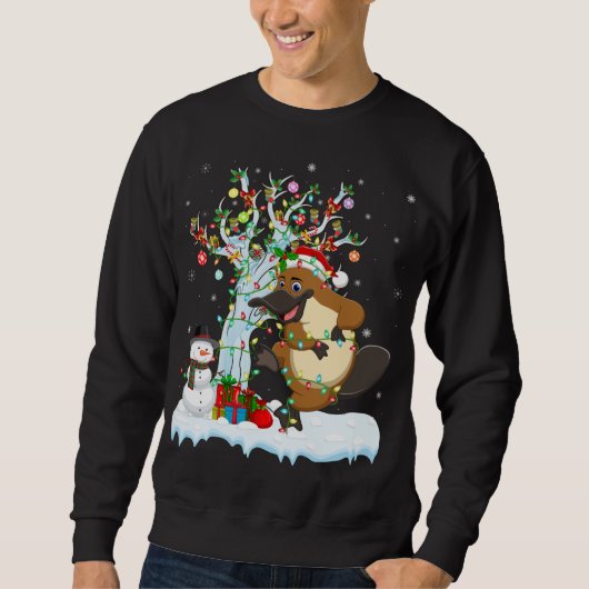 Platypus Xmas Tree Lighting Santa Hat Platypus Chr Trui (Voorkant)