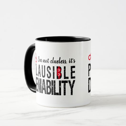 Plausible Deniability (niet nutteloos) grappig Mok (Voorkant links)