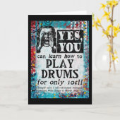 Play Drums - Funny Vintage Ad Kaart (Gele Bloem)