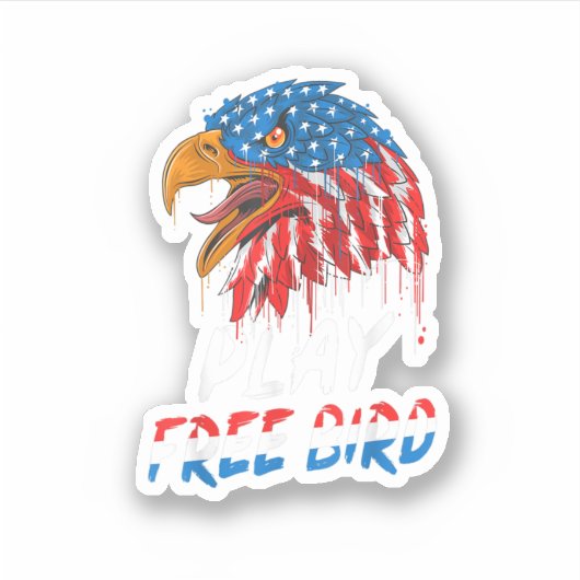 Play Free Bird Bald Eagle American Sticker (Voorkant)