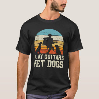 Play Guitars Pet Dog Retro Music Guitarist Animal  T-shirt