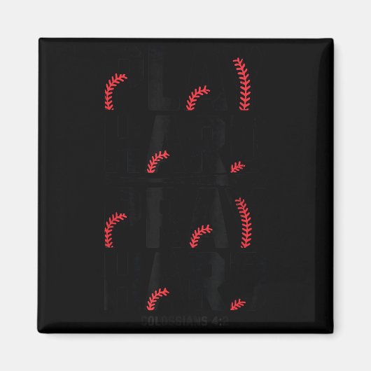 Play Hard Pray Hard Youth Boy Christian Baseball J Magneet (Voorkant)