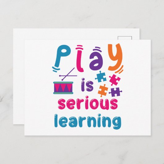 Play is Seriële leerling overdag voorschoolleraar Briefkaart (Voorkant / Achterkant)