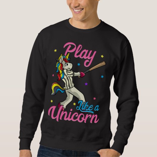 Play Like a Unicorn Female Baseball Player Trui (Voorkant)