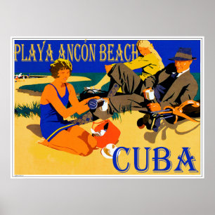 Playa Ancon Cuba Design Poster vintage