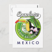 Playa Balandra Mexico retro logo Briefkaart (Voorkant / Achterkant)