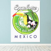 Playa Balandra Mexico retro logo Canvas Afdruk (Insitu (Houten vloer))