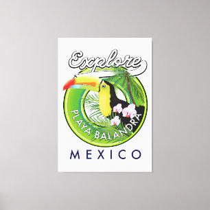 Playa Balandra Mexico retro logo Canvas Afdruk