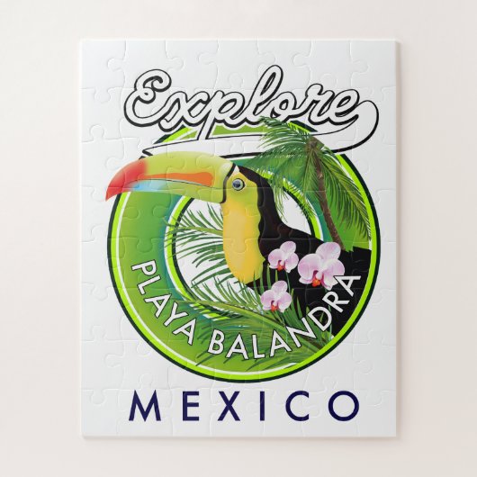 Playa Balandra Mexico retro logo Legpuzzel (Verticaal)