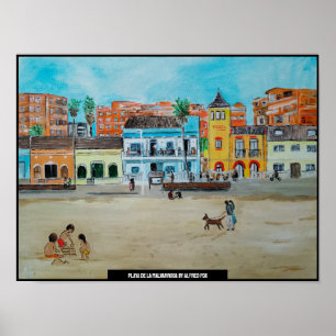 Playa de la Malvarrosa schilderij van Alfred Fox Poster