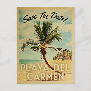 Playa del Carmen bewaar de palmboom op de datum Aankondigingskaart