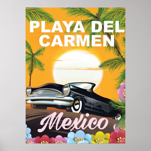 Playa del Carmen Mexican car travel poster (Devant)