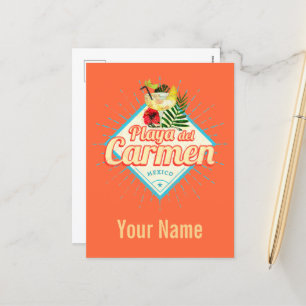 Playa del Carmen Mexico Retro Cocktail Feestdagenkaart