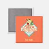 Playa del Carmen Mexico Retro Cocktail Magneet (Voorkant / Achterkant)