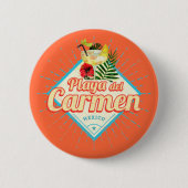 Playa del Carmen Mexico Retro Cocktail  Ronde Button 5,7 Cm (Voorkant)