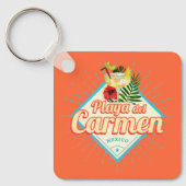 Playa del Carmen Mexico Retro Cocktail Sleutelhanger (Voorkant)