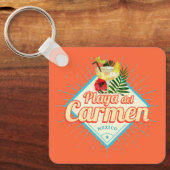 Playa del Carmen Mexico Retro Cocktail Sleutelhanger (Voorkant)