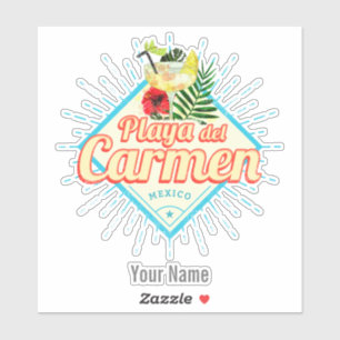 Playa del Carmen Mexico Retro Cocktail  Sticker