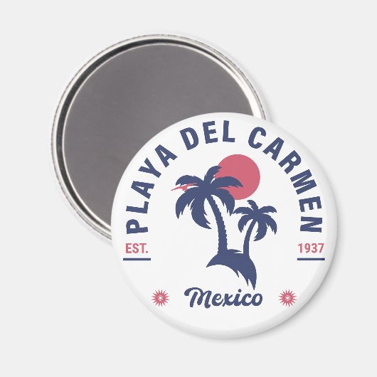 Playa del Carmen Palm Tree Retro 80's Mexicaanse P Magneet (Voorkant / Achterkant)
