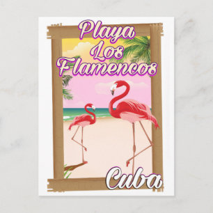 Playa Los Flamencos Cuba reisposter Briefkaart