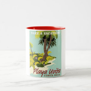 Playa Uvita, Costa Rica strand reisposter/ Tweekleurige Koffiemok