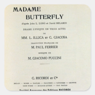 Playbill for Madame Butterfly by Giacomo Vierkante Sticker