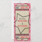 Playbill Ticket Wedding Raspberry Coral and Yellow Kaart (Achterkant)