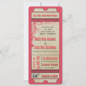 Playbill Ticket Wedding Raspberry Coral and Yellow Kaart (Voorkant)