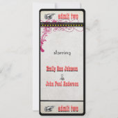Playbill Ticket Wedding Raspberry Coral and Yellow Kaart (Achterkant)