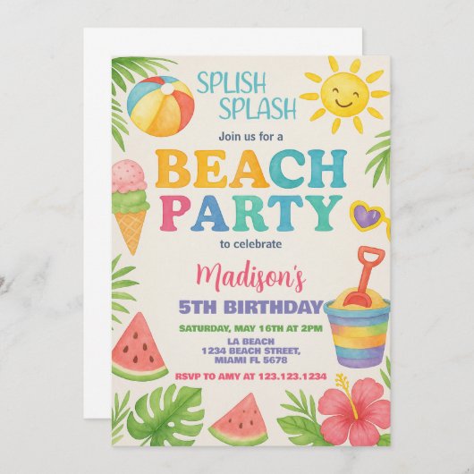 Playday Party Anniversaire Invitation & Décor (Devant / Derrière)