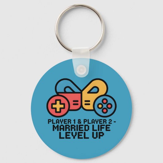 Player 1 & 2 Married Gamer Level Up Art Sleutelhanger (Voorkant)