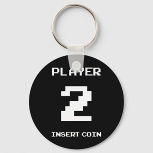 Player 2-gamerontwerp sleutelhanger