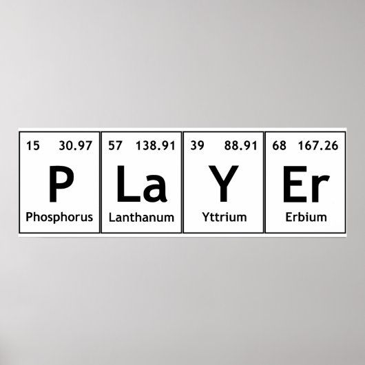 PLaYEr Éléments de tableau périodiques Mots Chimie (Devant)