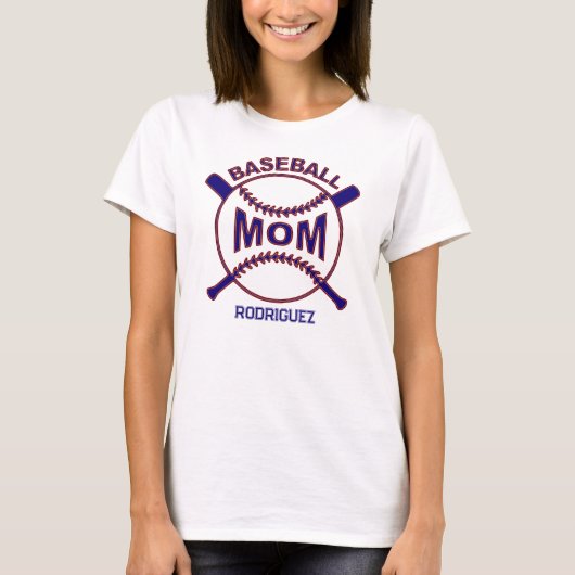 Player Name Blue Baseball Ma T-Shirt (Voorkant)