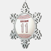 Player-nummer 11 - Koel Baseball-titels Tin Sneeuwvlok Ornament (Rechts)