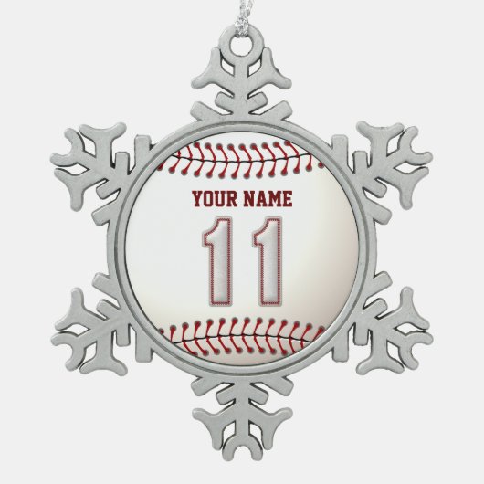 Player-nummer 11 - Koel Baseball-titels Tin Sneeuwvlok Ornament (Voorkant)
