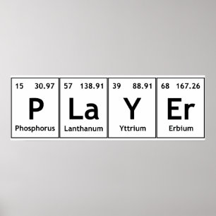 PLaYEr Periodic Table Elements Words Chemistry Poster