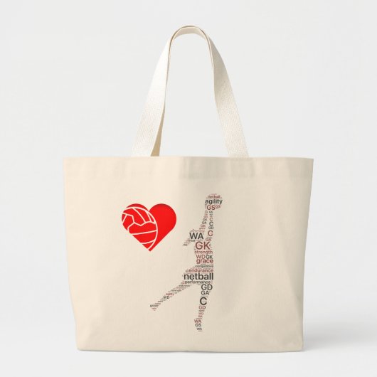 Player Positioneert Doelthema Netball Grote Tote Bag (Voorkant)