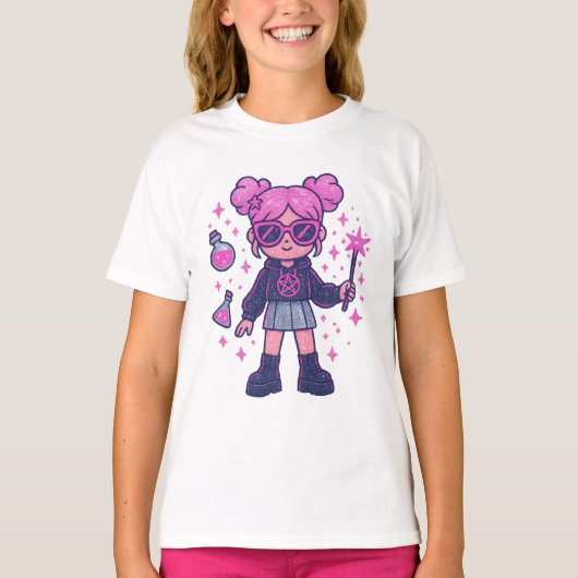 Playera Kawaii Pink Witchy – Cute Magical T-shirt (Devant)