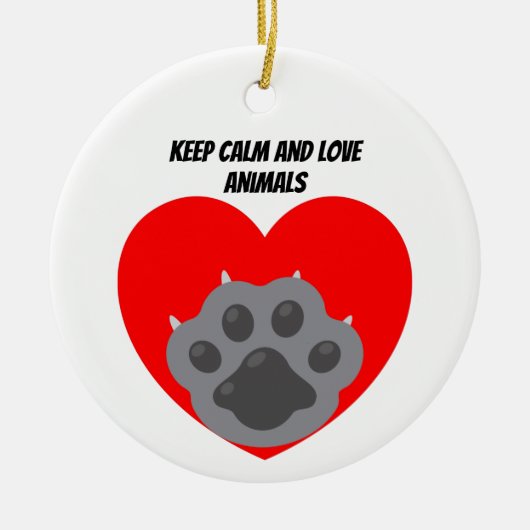Playera keep calm and love animals phrase keramisch ornament (Voorkant)