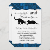 Players chats Faire-part de mariage bleu moderne (Devant / Derrière)