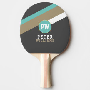 Player's Name met Stripes Dark Grey Tafeltennisbatje