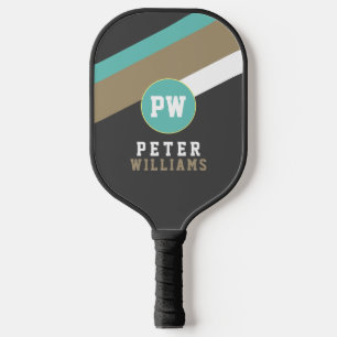 Player's Name op Striped Dark Grey Pickleball Paddle