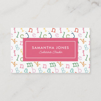 Playful Alphabet Substitute Teacher Business Card Visitekaartje