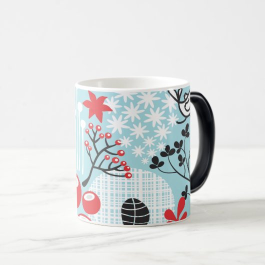 Playful Birds in Red and Blue Garden Magische Mok (Voorkant rechts)